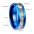 Men 8mm Beveled Edge Comfort-Fit Blue Silver Celtic Dragon Tungsten Wedding Band